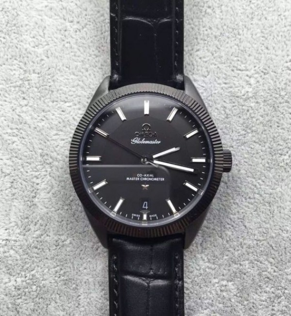 Omega Globemaster Master DLC Black Dial Leather Strap A8900