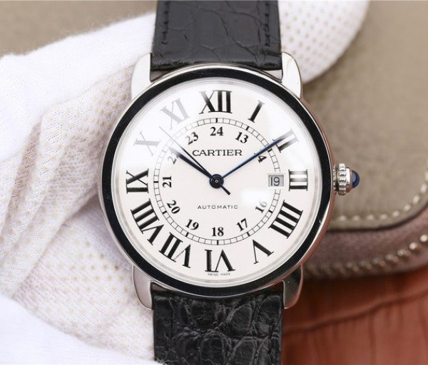 Cartier ZF Ronde de Cartier 42mm White Dial Leather Strap MIYOTA 9015