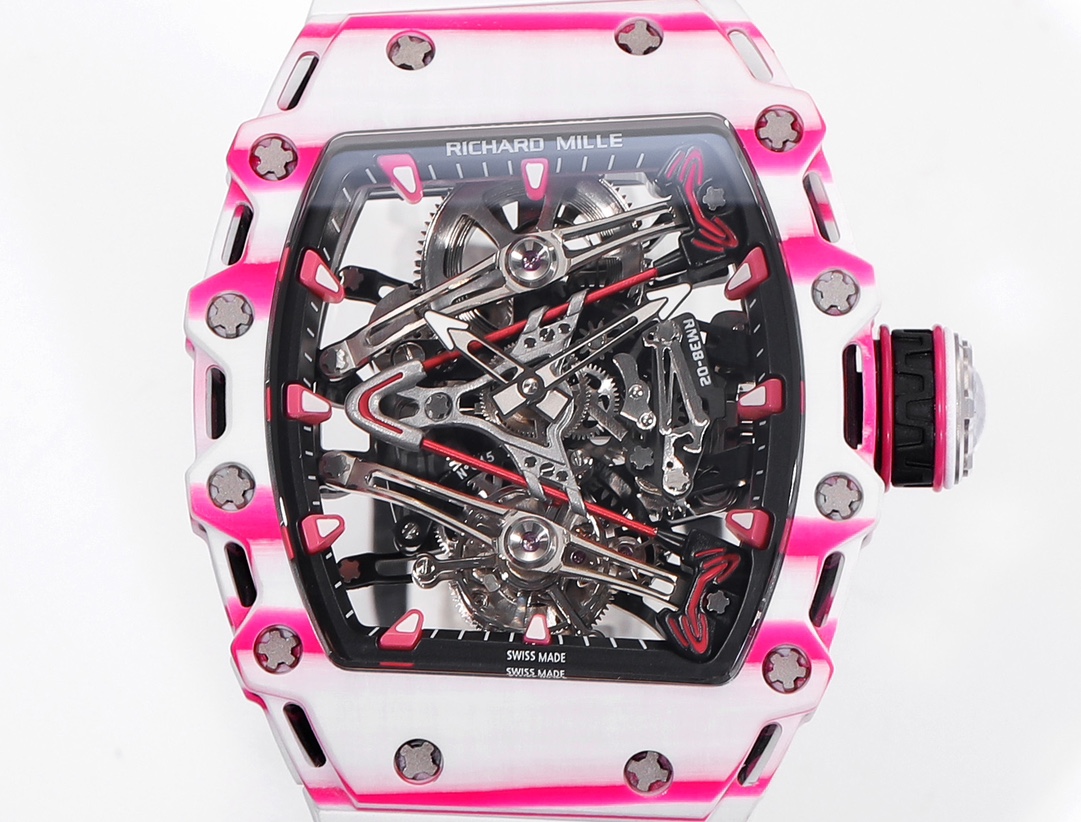 Richard Mille RM38-02 Tourbillon Bubba Watson, featuring a pink-themed hollow